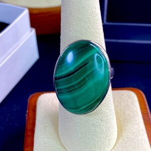 Malachite Ring Adjustable Sterling